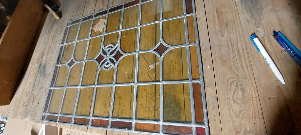 Glas in lood raam, Doe-het-zelf en Verbouw, Glas en Ramen, Gebruikt, Minder dan 80 cm, Ophalen of Verzenden, Minder dan 80 cm