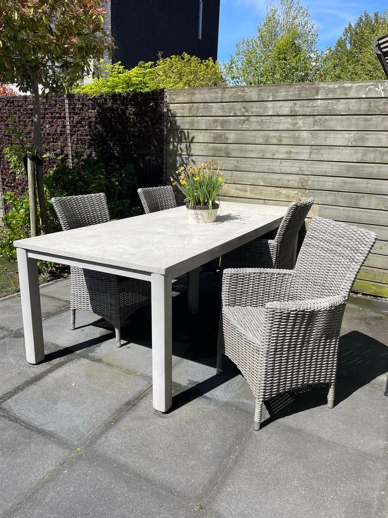 Tuintafel 240x100 cm met 4 stoelen - B7 DownUnder, Tuin en Terras, Ophalen, Gebruikt, Eettafel, Tuinset