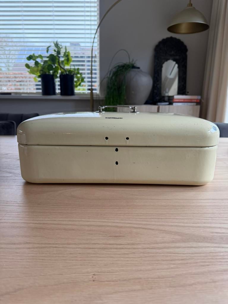 Vintage Neerlandia Emaille Broodtrommel - Crème, Antiek en Kunst, Antiek | Emaille, Ophalen of Verzenden
