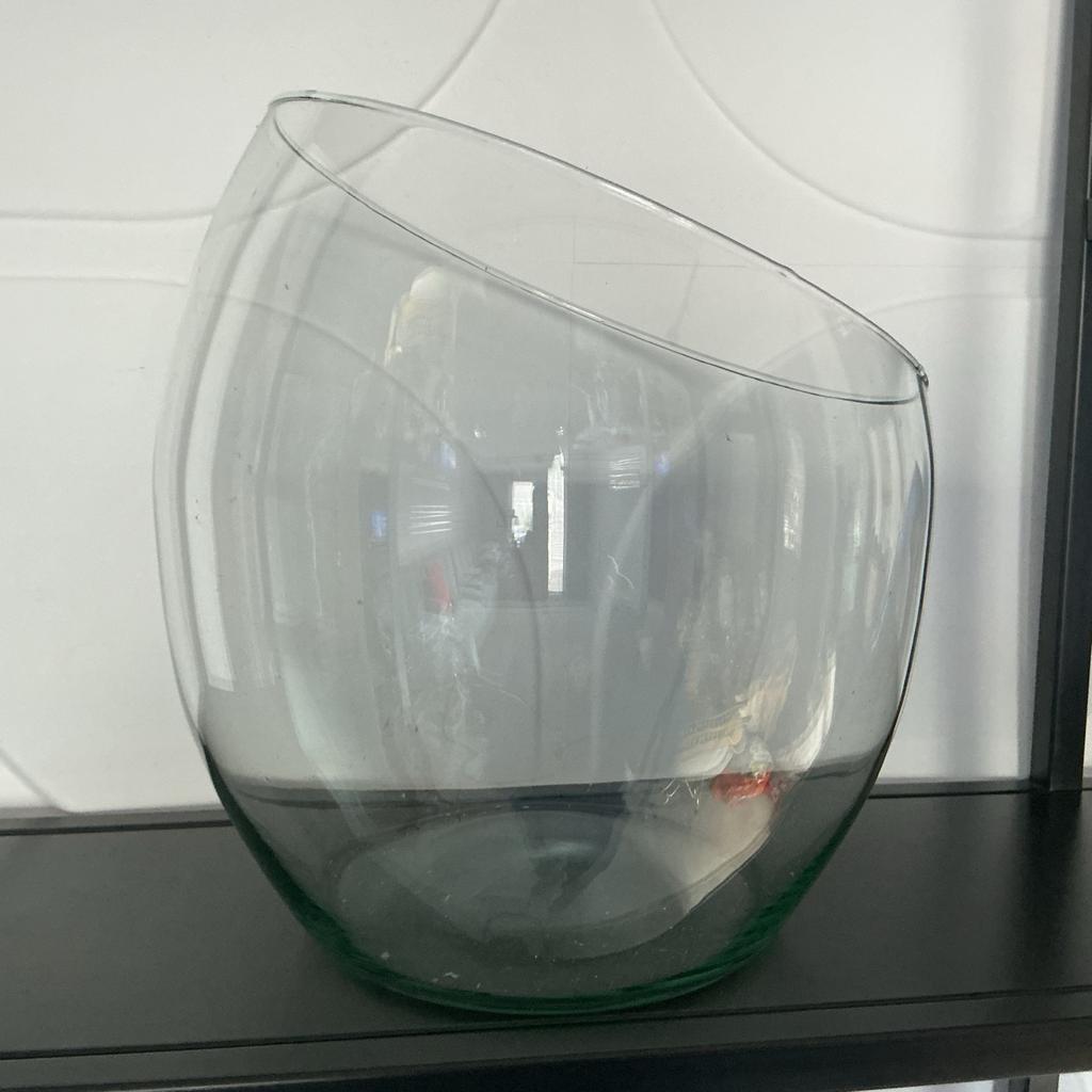 Glazen Vaas/Schaal met Schuine Opening, Overige kleuren, 50 tot 75 cm, Ophalen of Verzenden, Glas