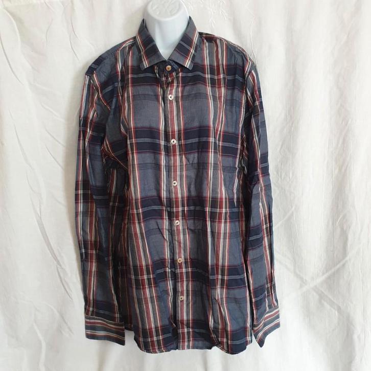 Net geruit overhemd. Mt XL. Merk VanGuard, Kleding | Heren, Overhemden, Zo goed als nieuw, Halswijdte 43/44 (XL), Blauw, Ophalen of Verzenden