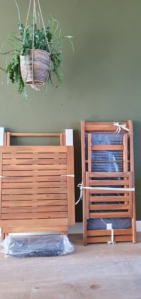 Houten tuinset, inklapbaar, Tuin en Terras, Tuinsets en Loungesets, Ophalen, Nieuw, Hout, 2 zitplaatsen