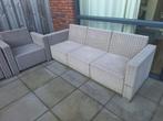 Loungeset met bank en twee stoelen, Ophalen, Gebruikt, Kunststof, Bank
