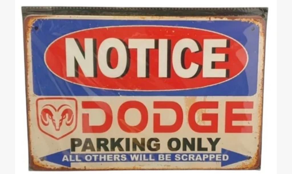 Dodge Parking Only - Metalen Bord 20x30 cm, Verzamelen, Ophalen of Verzenden, Nieuw