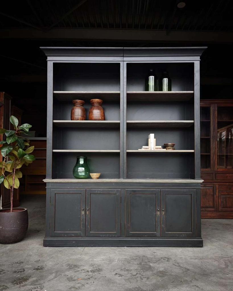 Donkere Boekenkast | Smalle Bibliotheekkast | Winkel #5609, Huis en Inrichting, Kasten | Boekenkasten, Niet ingevuld, 200 cm of meer