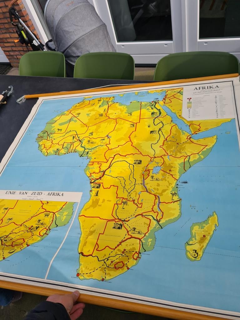 Vintage Schoolkaart Afrika - Kloosterman, Gelezen, Kloosterman, Koekoek, van Mourik, Ophalen of Verzenden, Landkaart