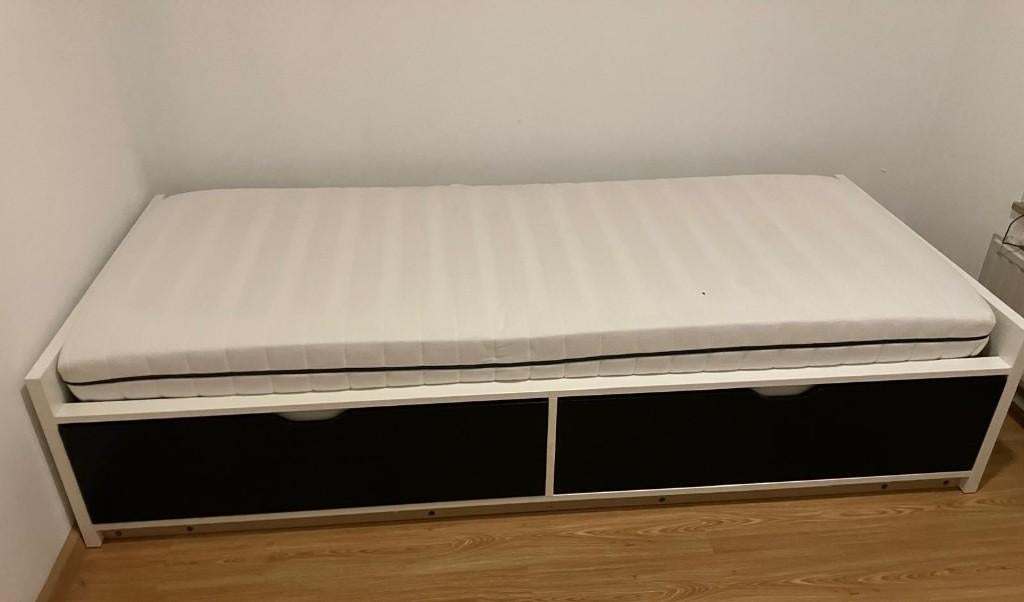 1 persoons FLAXA bed, Ophalen, 90 cm, Eenpersoons, Wit