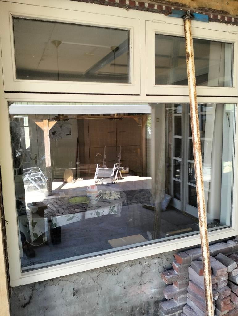 Groot gevelraam met dubbelglas, Doe-het-zelf en Verbouw, Glas en Ramen, Ophalen, Gevelraam of Ruit, Gebruikt, 120 tot 160 cm