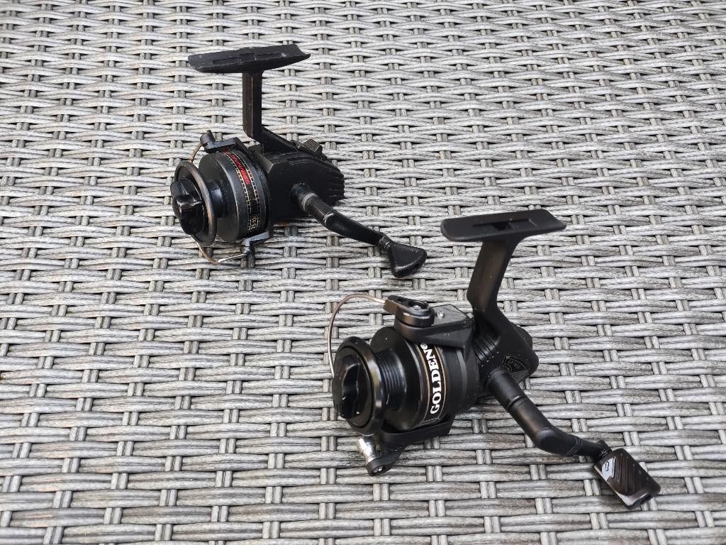 2x Golden Spinning Kunststof Werpmolen, Watersport en Boten, Hengelsport | Algemeen, Ophalen of Verzenden, Gebruikt, Molen