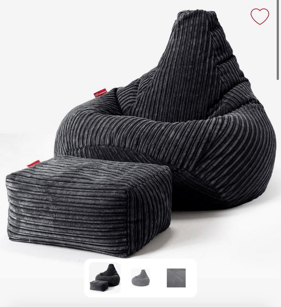 Zitzak Gaming Stoel Corduroy Zwart, Huis en Inrichting, Zitzakken, Ophalen, Nieuw, Zwart