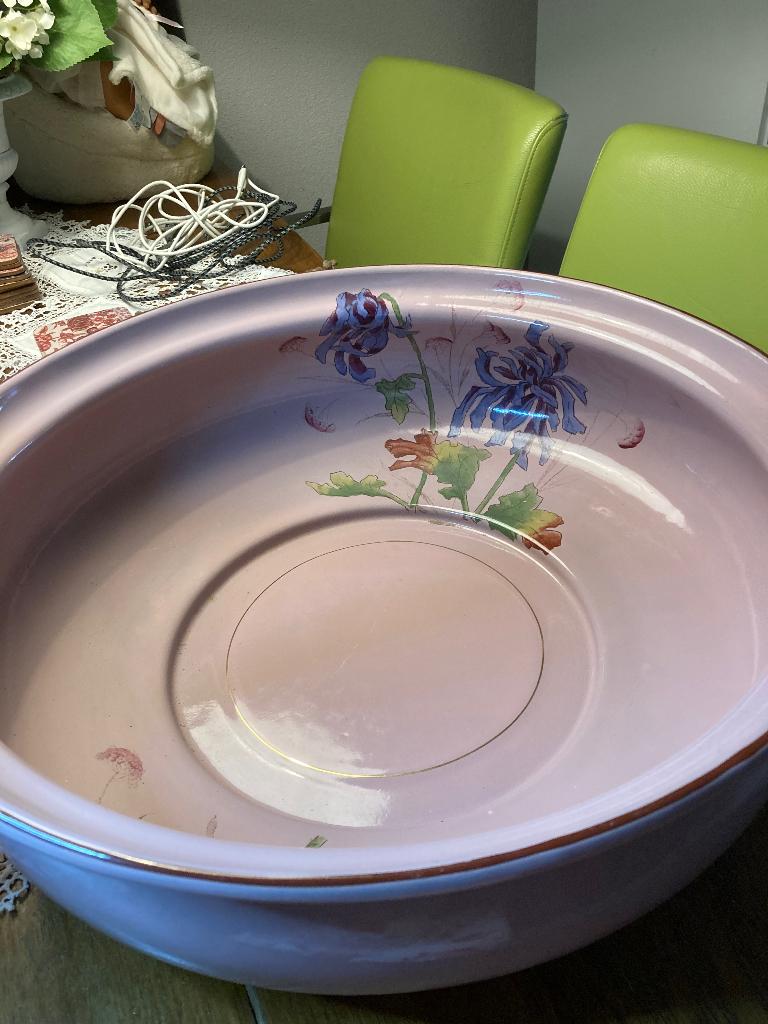 Roze emaille lampetstel, Antiek en Kunst, Ophalen of Verzenden