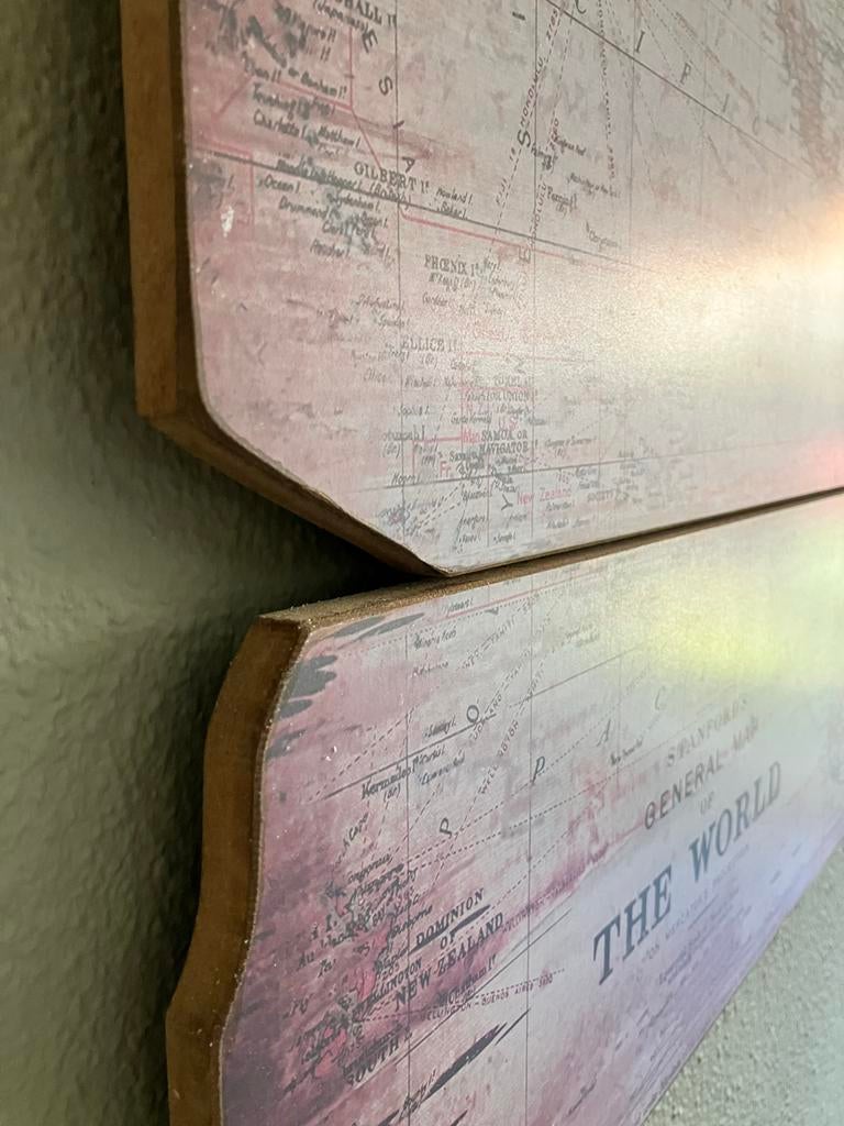 Vintage Wereldkaart Wanddecoratie - Hout, Ophalen, Gebruikt, Hout, Wandbord of Wandpaneel