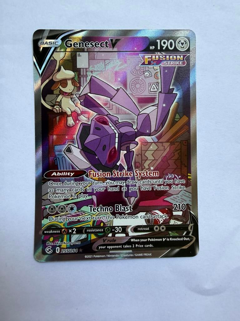 Genesect V Full Art Fusion Strike Pokémon Kaart 255/264, Ophalen of Verzenden, Zo goed als nieuw, Losse kaart, Foil