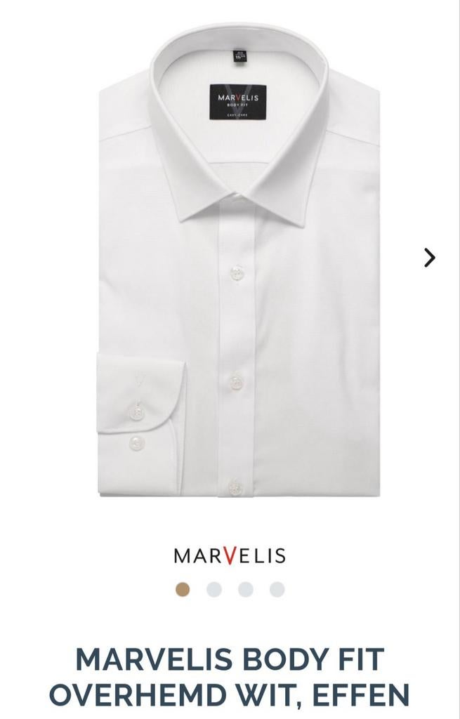 Wit overhemd maat 44  1x gedragen STRIJKVRIJ  Merk Marvelis, Kleding | Heren, Overhemden, Marvelis, Wit, Ophalen of Verzenden