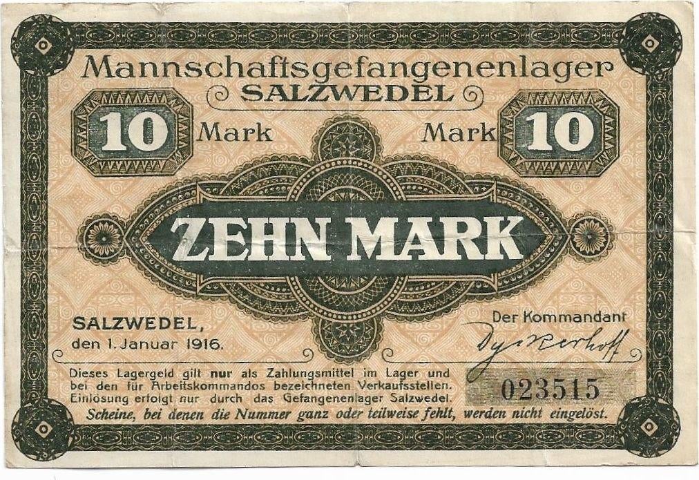 WOI kampgeld Frankfurt 10 mark 1917 POW, Ophalen of Verzenden, Duitsland, Los biljet