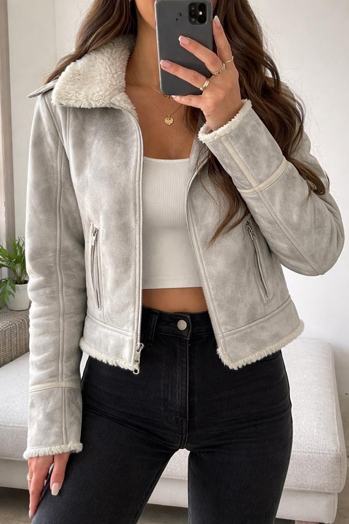 Orsay jas voor dames, zilver, maat S, met bont, Kleding | Dames, Jassen | Zomer, Gedragen, Maat 36 (S), Grijs, Ophalen of Verzenden