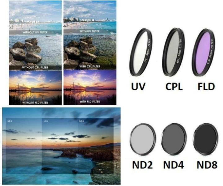 UV + CPL + FLD + ND2 + ND4 + ND8 = 6 filters 52 mm 52mm, Ophalen of Verzenden, Nieuw, 50 tot 60 mm, Overige typen