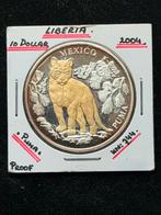 Liberia 10 Dollar 2004 zilver / goud PROOF Puma & Lemur, Postzegels en Munten, Munten | Amerika, Ophalen of Verzenden, Midden-Amerika