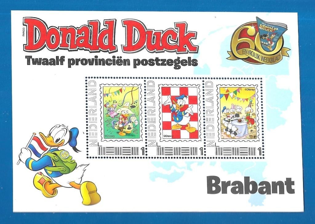 Pers. Postzegelvel Donald Duck Twaalf Provinciën - Brabant, Verzenden, Na 1940, Postfris
