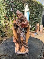 Uniek houten heiligenbeeld ❤️ St. Anthonius Abt met varken, Ophalen of Verzenden