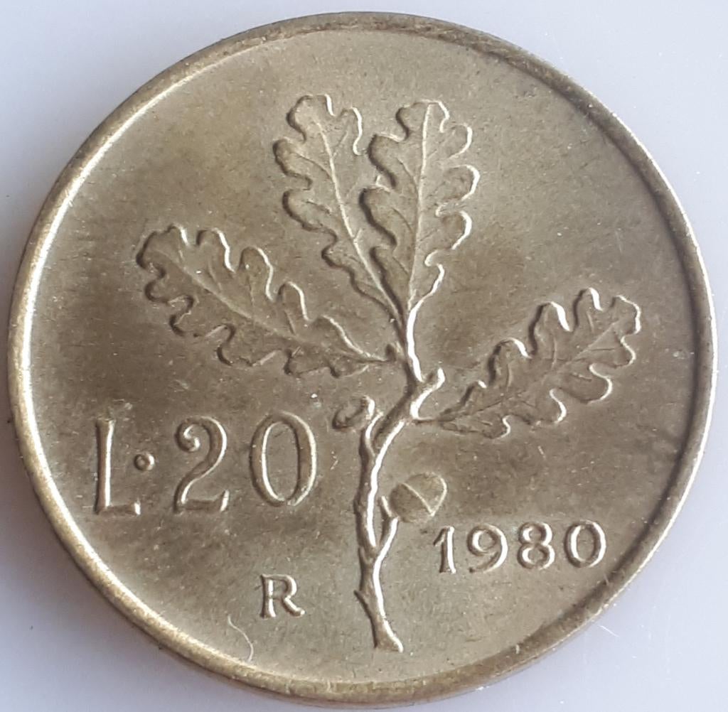 ITALIË: PRACHTIGE 20 LIRE 1980 KM 97.2, Ophalen of Verzenden, Italië, Losse munt