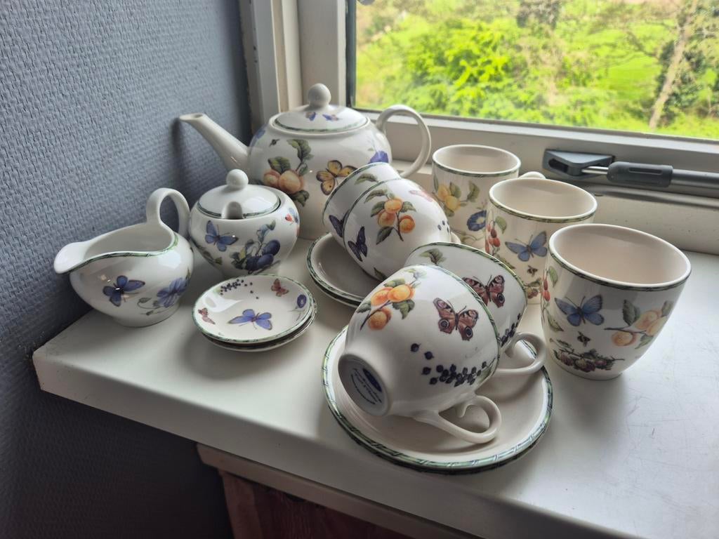 Marjolein Bastin theeservies met vlinders en fruit, Ophalen, Porselein, Overige stijlen, Overige typen