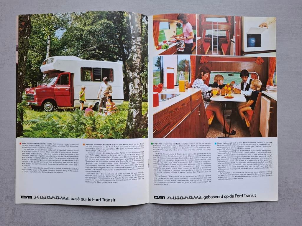 Ford Transit CM Autohome brochure - 1972, Ophalen of Verzenden, Zo goed als nieuw, Ford