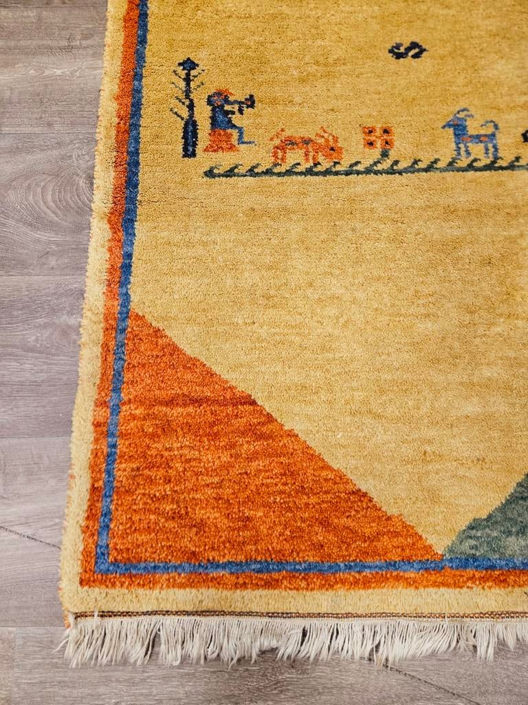 Perzisch Handgeknoopte Gabbeh Loper. Prachtige kleuren!, Crème, Perzisch, 200 cm of meer, Zo goed als nieuw