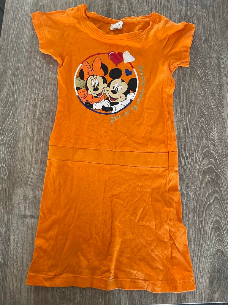 Oranje jurkje Mickey en Minnie Mouse, Ophalen of Verzenden, Gebruikt, Meisje