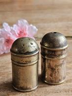 Antiek Verzilverd Peper- en Zoutstel met Kobaltblauw Glas, Antiek en Kunst, Antiek | Goud en Zilver, Ophalen of Verzenden, Zilver
