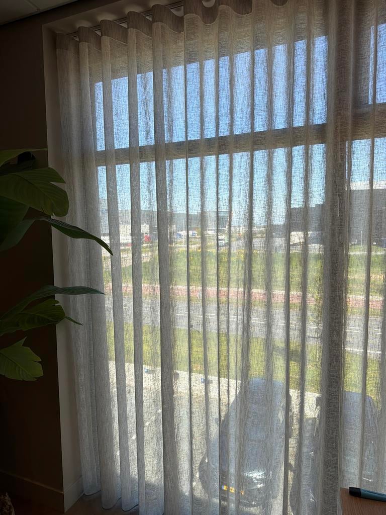 Wavegordijn Transparant - Zandkleurig (2x 110cm breed), Ophalen, 200 cm of meer, Beige, Nieuw