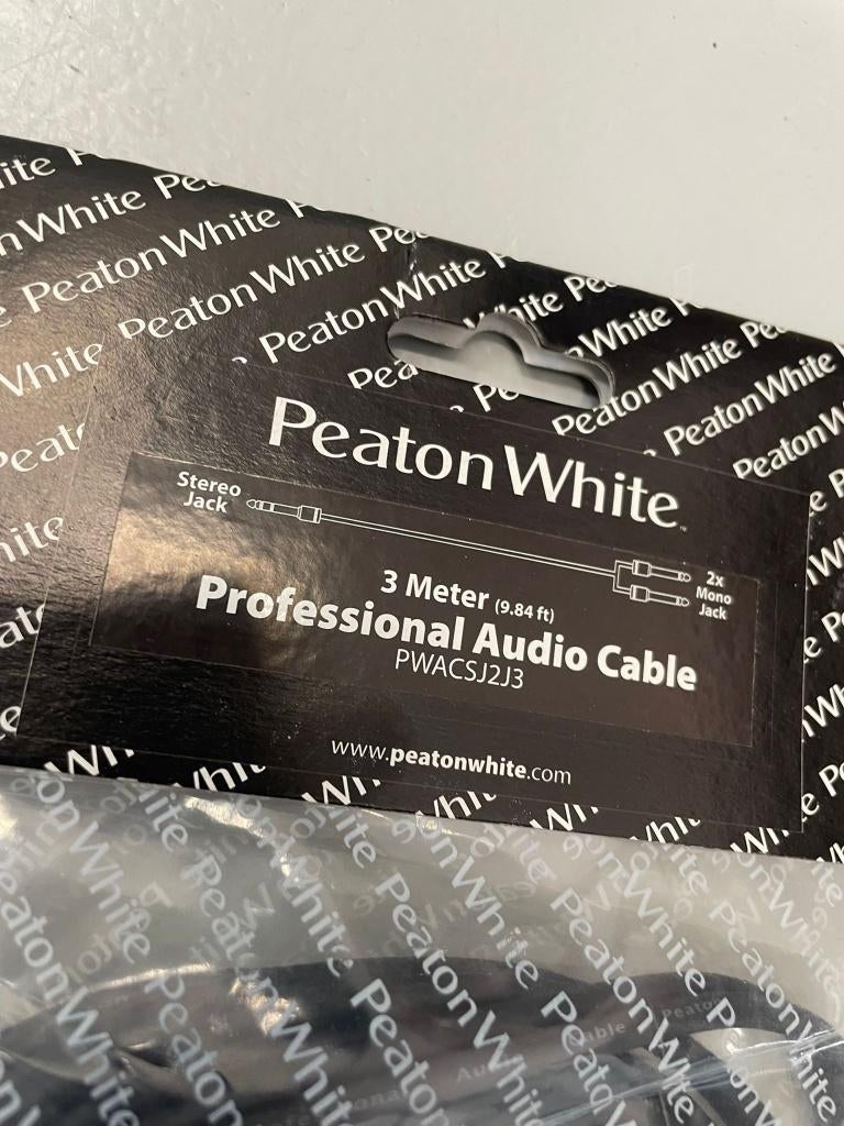 Peaton white audio cable 3m stereojack-2xmonojack, Ophalen of Verzenden, Nieuw, 2 tot 5 meter, Overige kabels