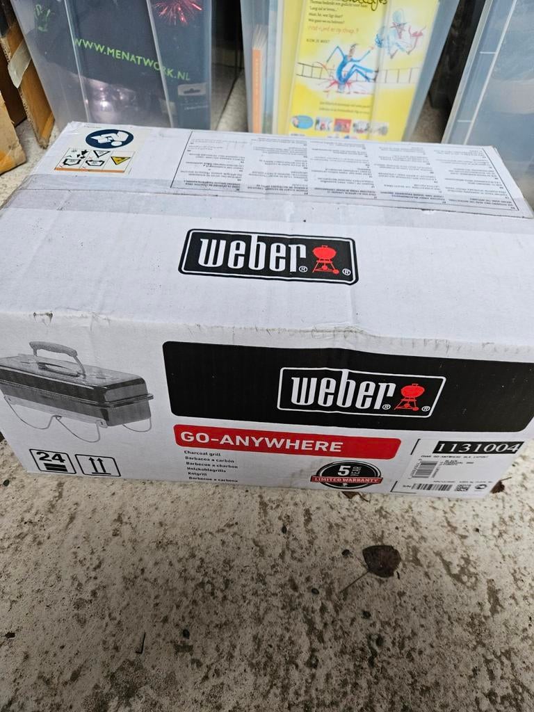 Weber Go Anywhere houtskool - nieuw in doos, Tuin en Terras, Houtskoolbarbecues, Ophalen, Nieuw, Weber barbecue
