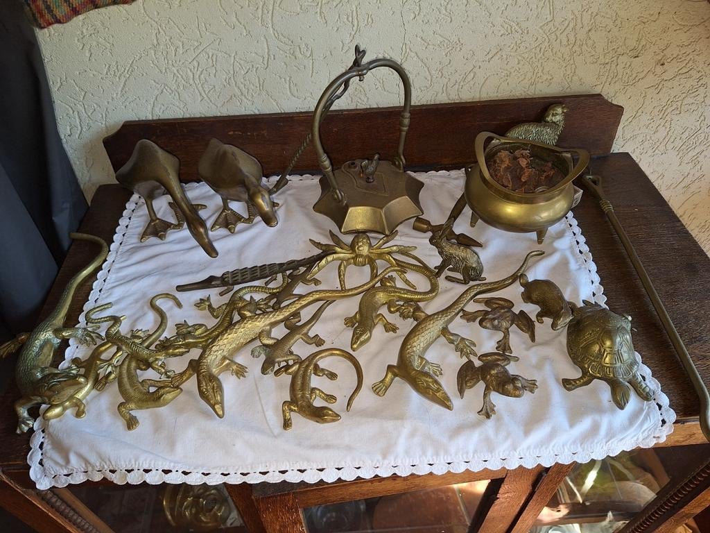 Koperen salamanders, eenden en diverse figuren, Ophalen of Verzenden