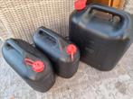 Kunststof Jerrycans benzine 2x 10 liter en 1x 20 liter, Ophalen, Gebruikt