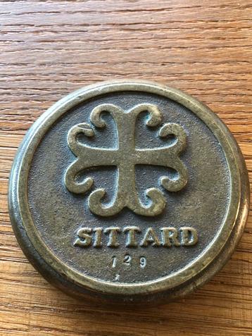 Oude vintage presse papier stadswapen sittard wapen penning beschikbaar voor biedingen