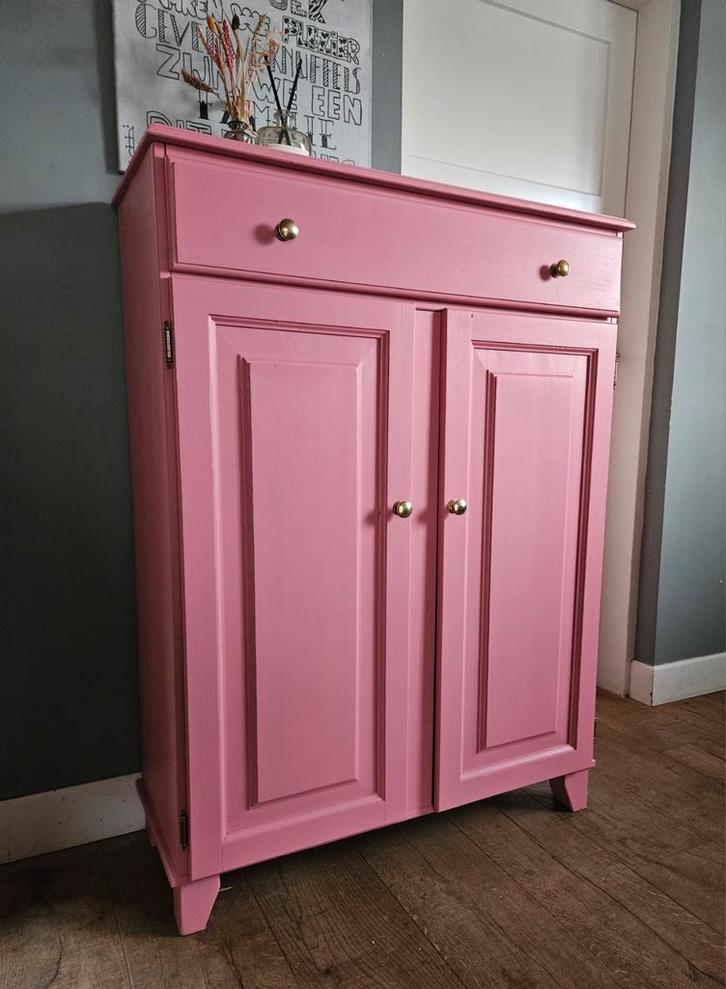 Gerestylde Grenen Meidenkast, Huis en Inrichting, Kasten | Dressoirs, Gebruikt, 50 tot 100 cm, 25 tot 50 cm, Met lade(s), Met deur(en)