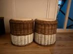 Rieten Opberg Poefs/Manden (2x), Huis en Inrichting, Ophalen, Minder dan 50 cm, Gebruikt, Rond