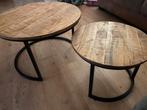 Set van 2 ronde houten salontafels, Ophalen, Rond, 50 tot 100 cm, Zo goed als nieuw