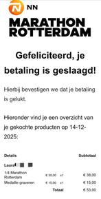 1/4 marathon Rotterdam, Tickets en Kaartjes, Eén persoon