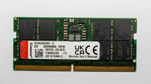 Sodimm Kingston ValueRAM 16 GB 4800MT/s DDR5, Computers en Software, RAM geheugen, Zo goed als nieuw, Laptop, 16 GB, DDR5, Ophalen of Verzenden