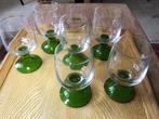 Set wijn glazen met smaragd groene stevige voet., Verzamelen, Ophalen of Verzenden, Zo goed als nieuw, Overige typen
