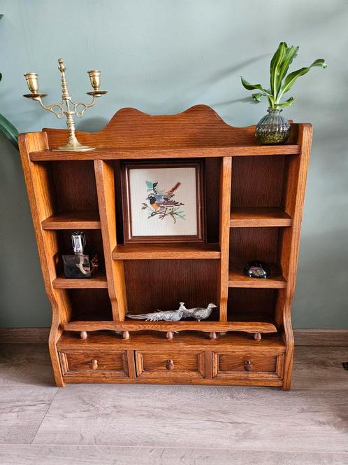 Wandkast vintage, hout, flink formaat, Huis en Inrichting, Kasten | Wandmeubels, Gebruikt, Minder dan 100 cm, Minder dan 150 cm