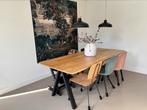 Eetkamer tafel naturel eiken 220x100 afgeronde hoeken, Ophalen, 200 cm of meer, 50 tot 100 cm, Zo goed als nieuw