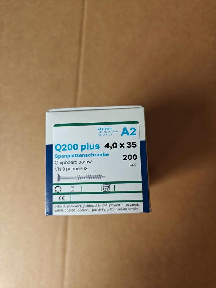 Q200 plus Spaanplaatschroef, 200 stuks, Doe-het-zelf en Verbouw, IJzerwaren en Bevestigingsmiddelen, Zo goed als nieuw, Overige typen