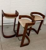 3 Vintage Willy Rizzo Stijl Barkrukken, Huis en Inrichting, Barkrukken, Gebruikt, ., 60 tot 90 cm, Ophalen of Verzenden