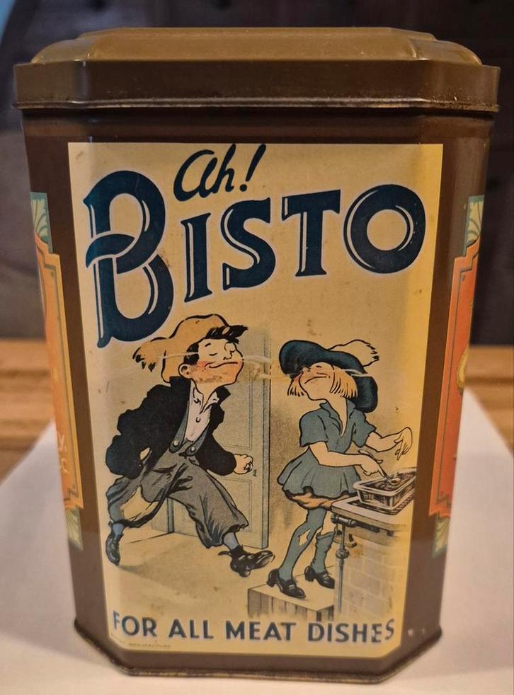Vintage Bisto Jus Blik - Jaren 50/60, Verzamelen, Blikken, Gebruikt, Overige, Ophalen