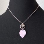 Zilveren ketting met parelmoer blad hanger 925 zilver 40 cm, Ophalen of Verzenden, Zilver, Zilver, Met hanger