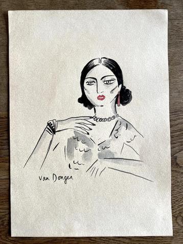 Kees van Dongen, origineel aquarel beschikbaar voor biedingen
