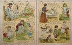 Twee dubbelzijdige puzzels ca 1900, met kinderversjes, Ophalen of Verzenden